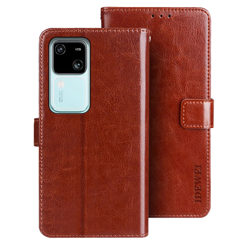 IDEWEI For vivo V30 5G Case Crazy Horse Card Holder PU Leather Stand Phone Cover