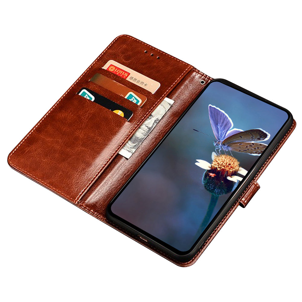 IDEWEI For vivo V30 5G Case Crazy Horse Card Holder PU Leather Stand Phone Cover