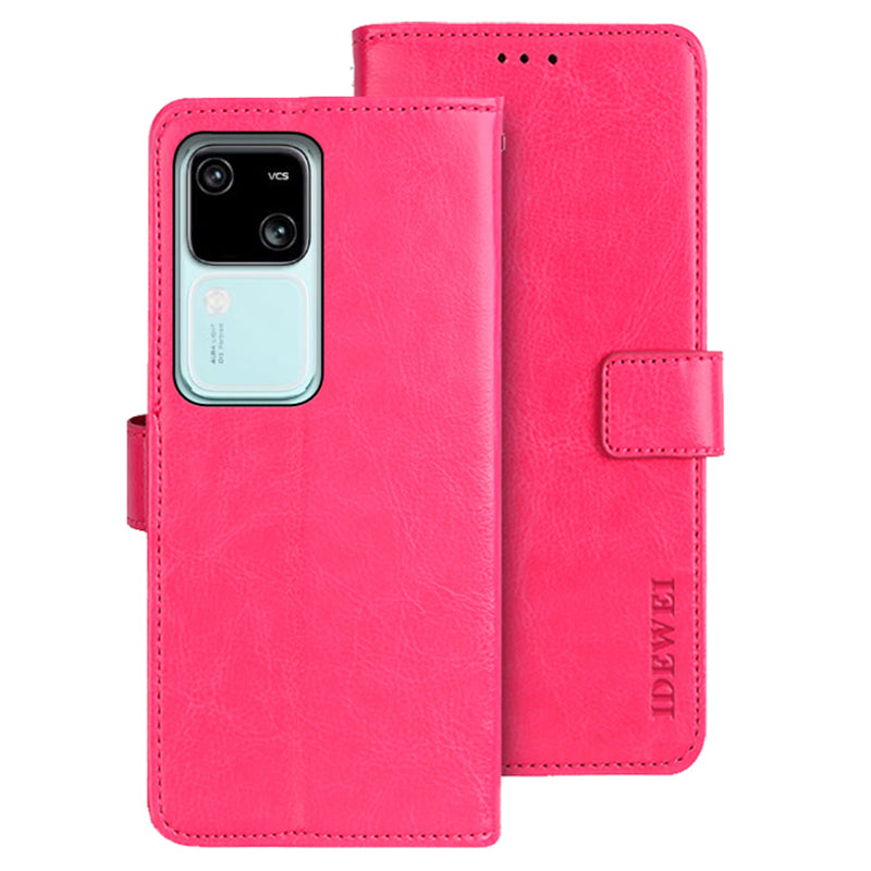 IDEWEI For vivo V30 5G Case Crazy Horse Card Holder PU Leather Stand Phone Cover