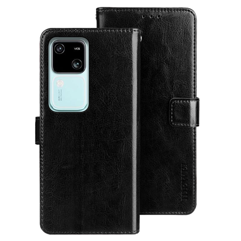 IDEWEI For vivo V30 5G Case Crazy Horse Card Holder PU Leather Stand Phone Cover