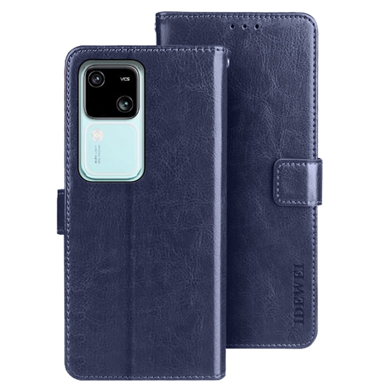 IDEWEI For vivo V30 5G Case Crazy Horse Card Holder PU Leather Stand Phone Cover
