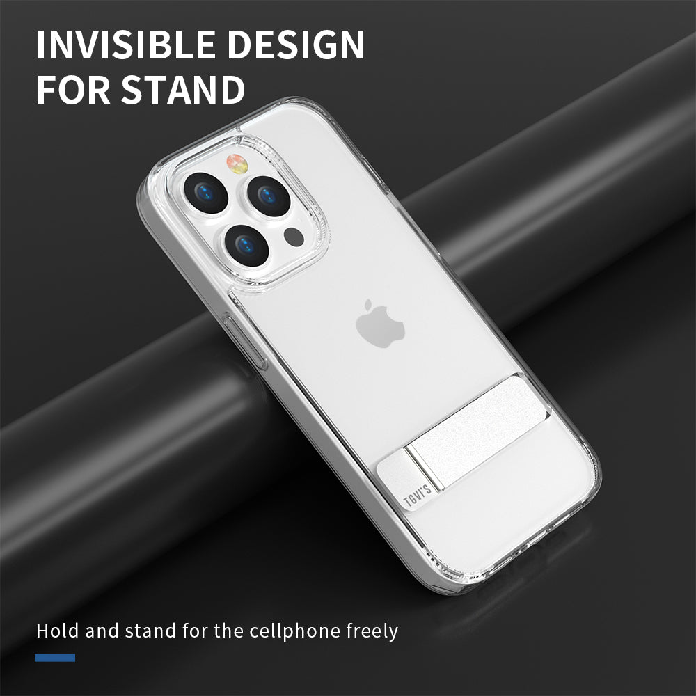 TGVI'S For iPhone 14 Pro Case Aluminum Alloy Kickstand TPU+PC Phone Cover