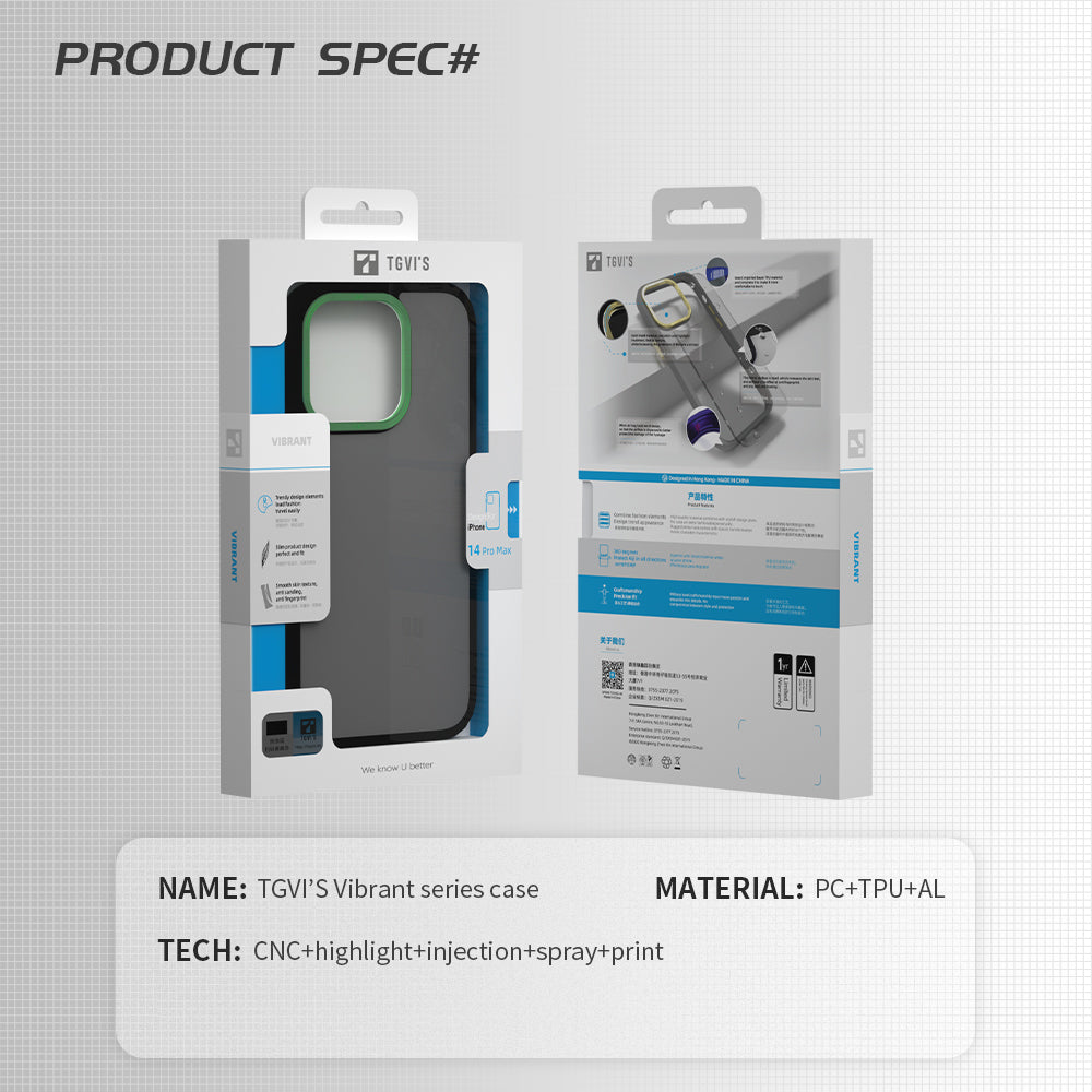 TGVI'S Vibrant Series For iPhone 14 Pro Max Case Metal Camera Ring PC+TPU Phone Cover