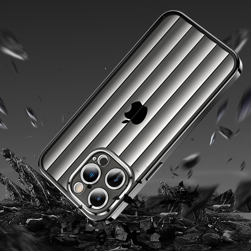 For iPhone 14 Pro Max Case Vertical Texture PC+TPU Phone Cover with Lens Film