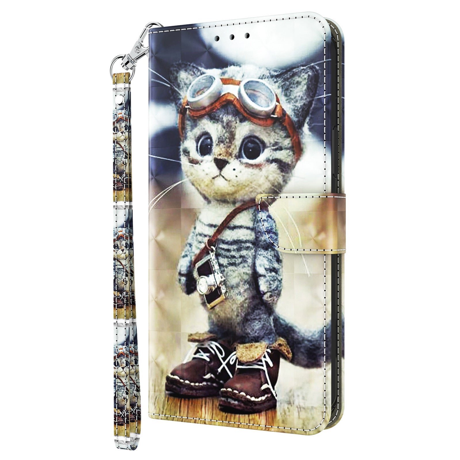 For Xiaomi Redmi A3 / Poco C61 4G Phone Case 3D Pattern Printing Magnetic Clasp Leather Wallet Cover