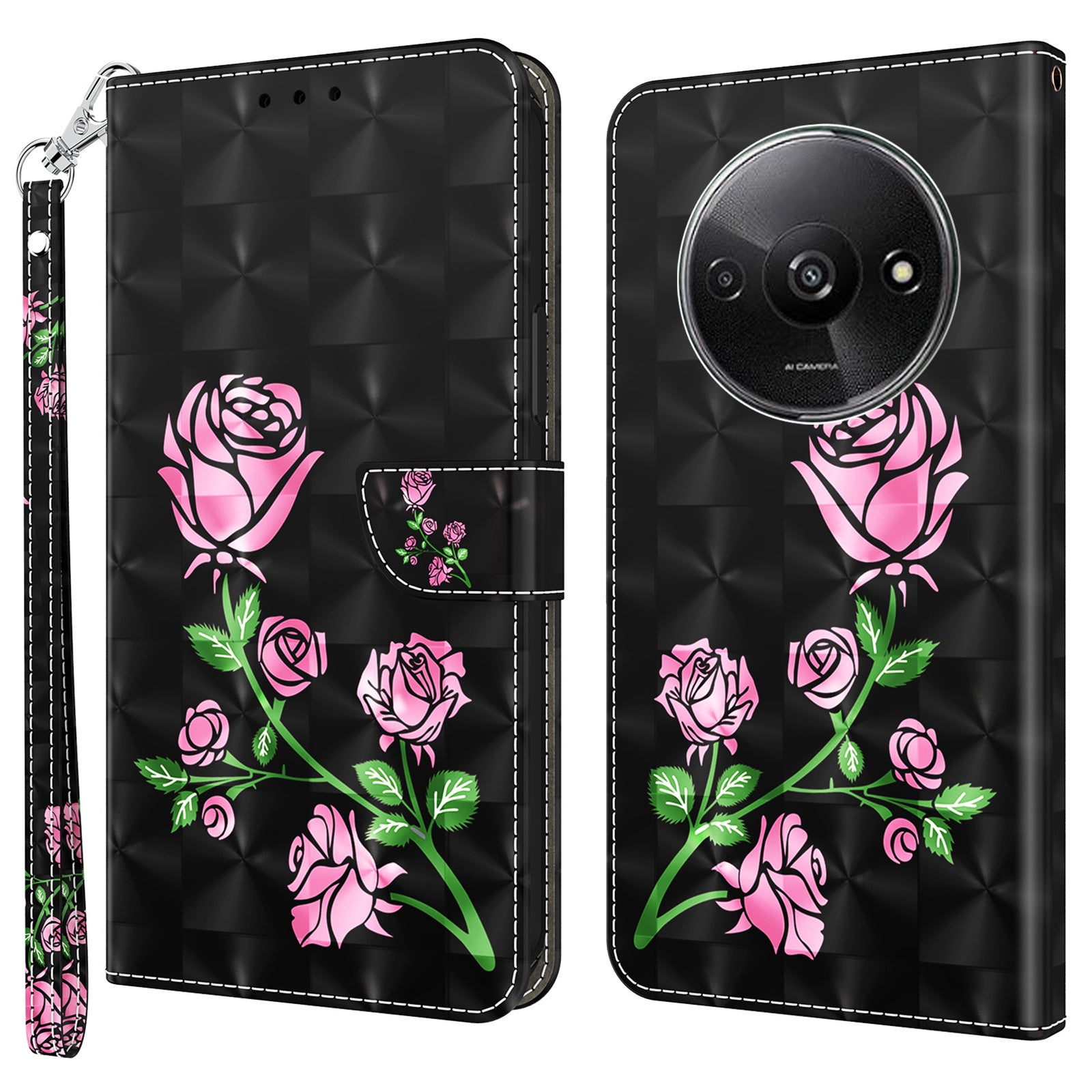 For Xiaomi Redmi A3 / Poco C61 4G Phone Case 3D Pattern Printing Magnetic Clasp Leather Wallet Cover