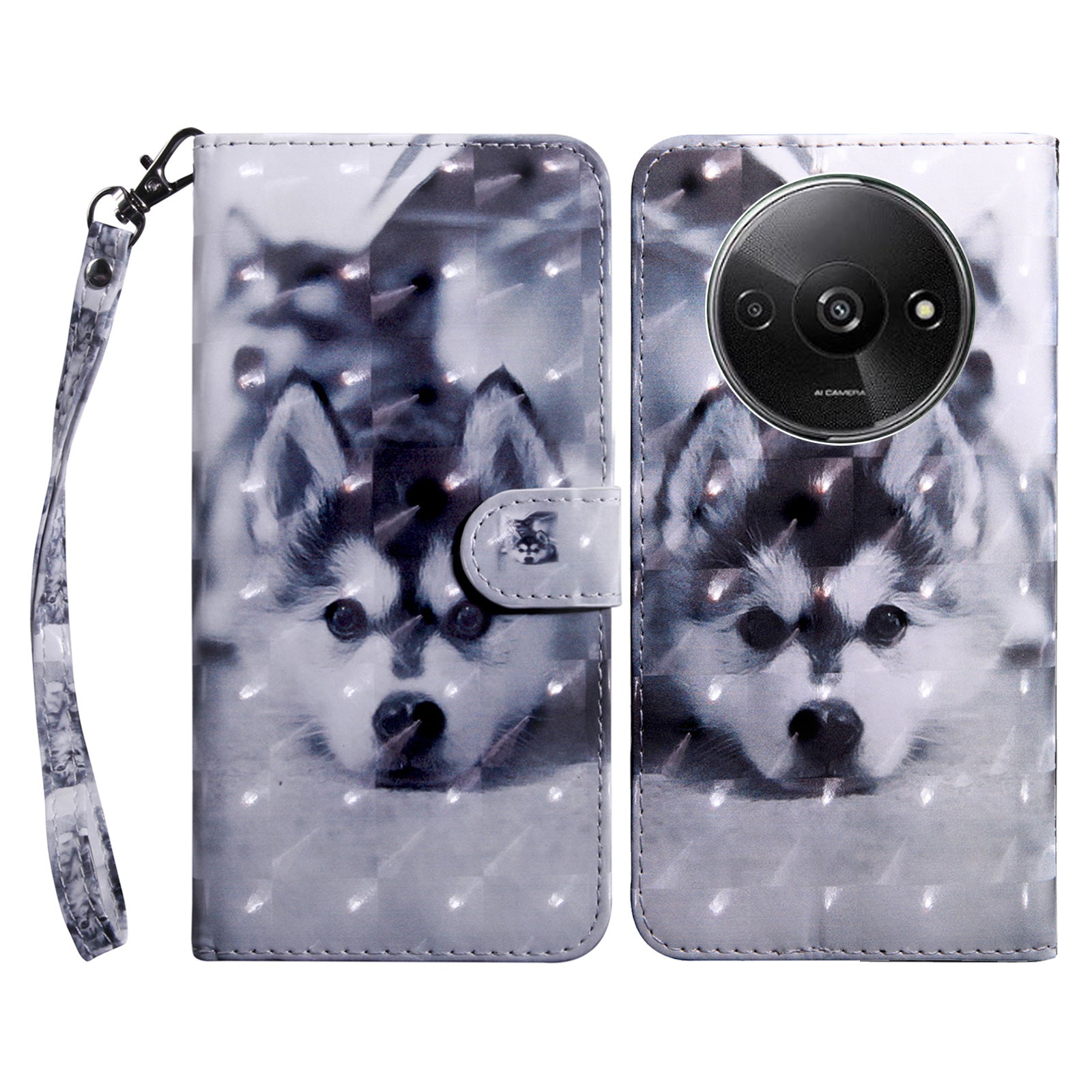 For Xiaomi Redmi A3 / Poco C61 4G Phone Case 3D Pattern Printing Magnetic Clasp Leather Wallet Cover