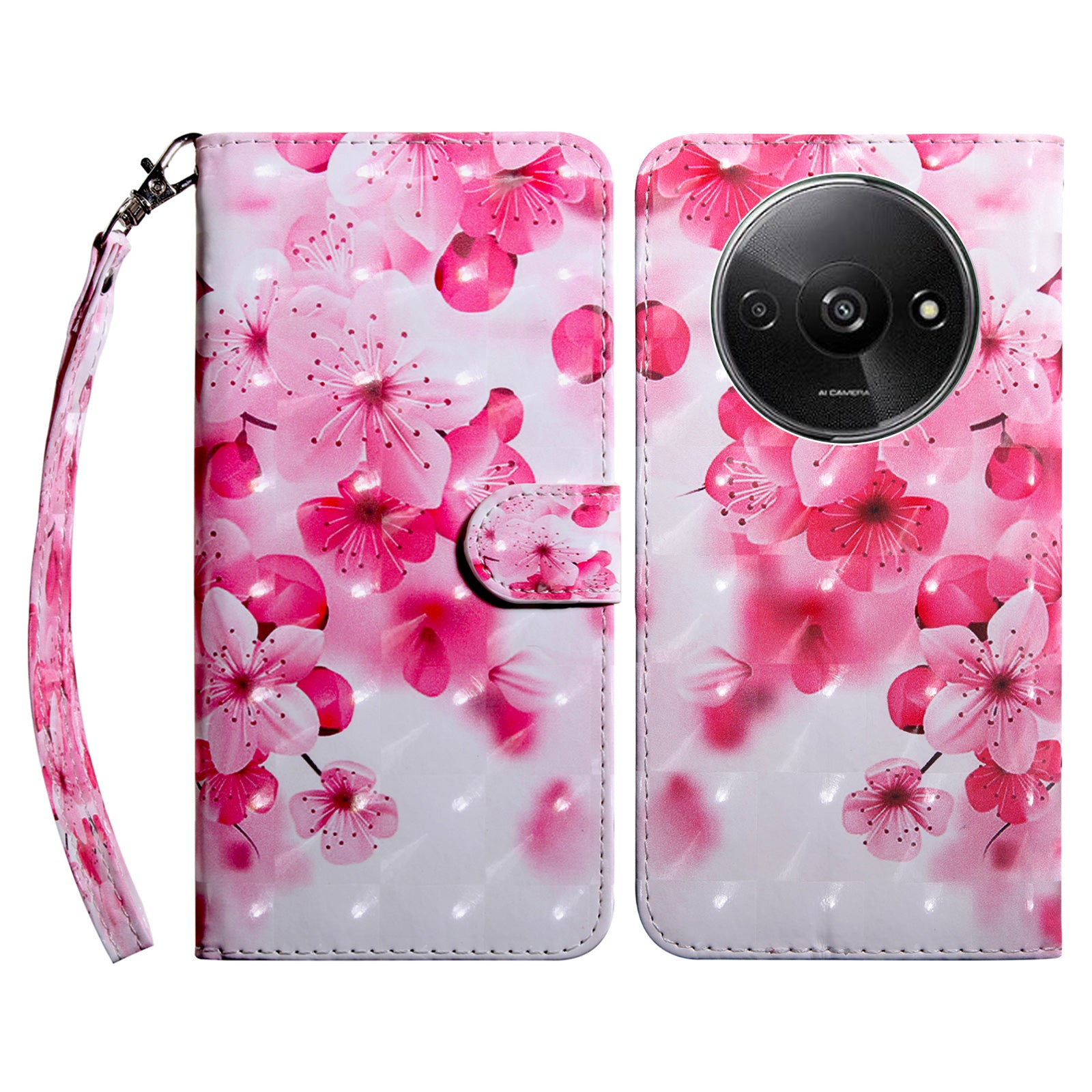 For Xiaomi Redmi A3 / Poco C61 4G Phone Case 3D Pattern Printing Magnetic Clasp Leather Wallet Cover