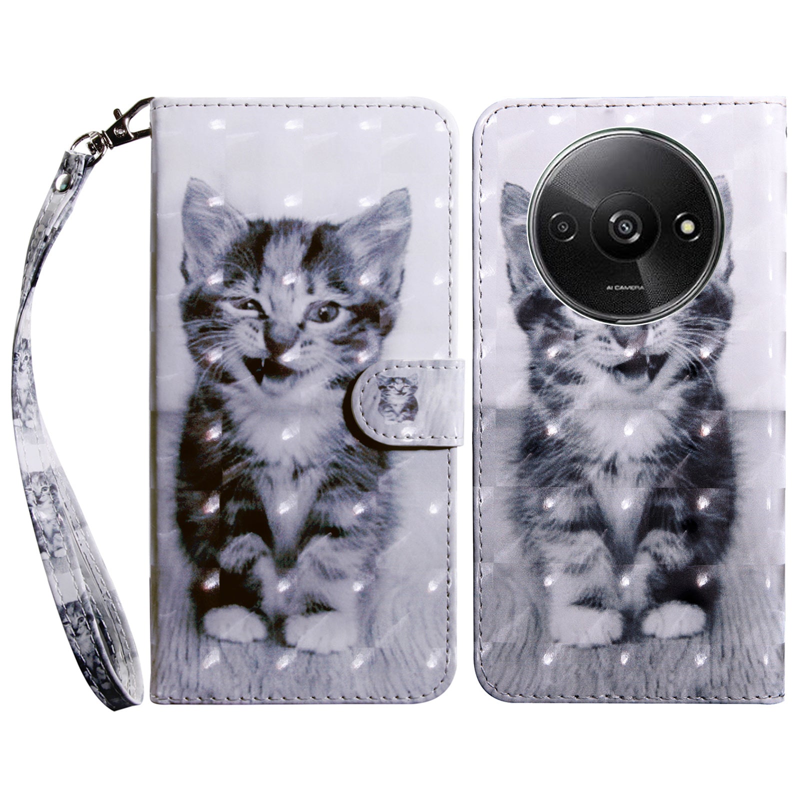 For Xiaomi Redmi A3 / Poco C61 4G Phone Case 3D Pattern Printing Magnetic Clasp Leather Wallet Cover