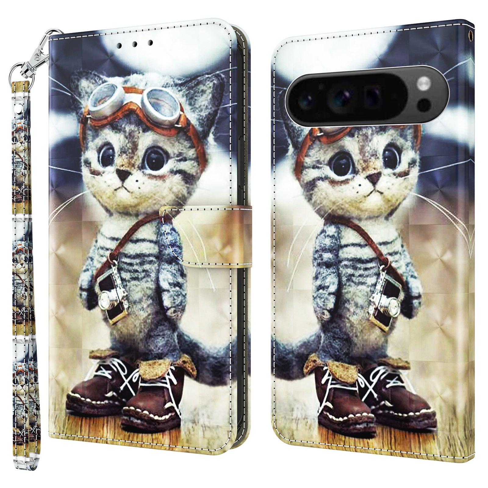 For Google Pixel 9 Case Pattern Printing Phone Leather Cover with Wallet Card Slots