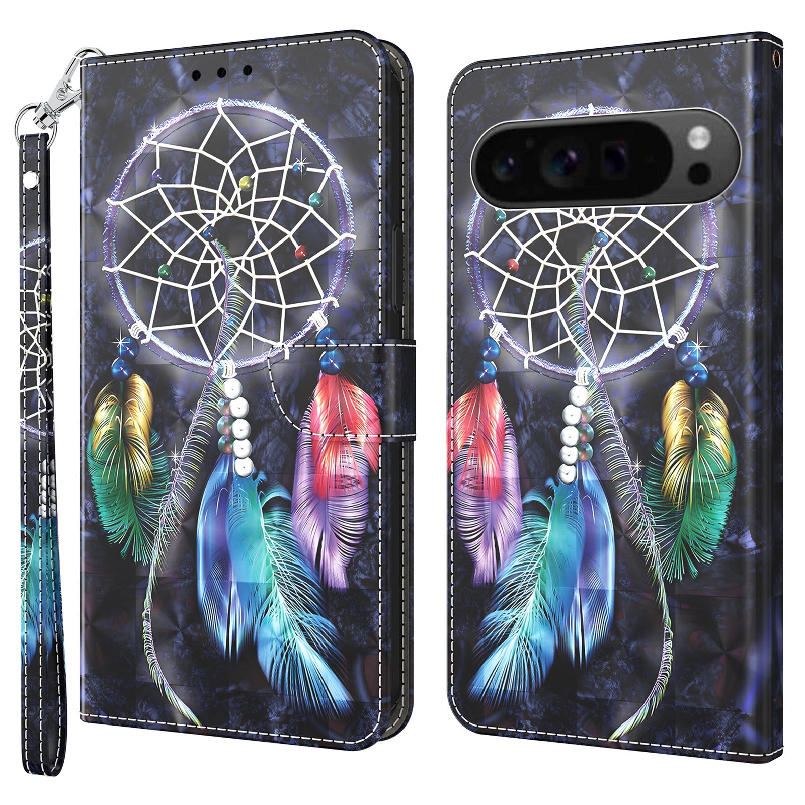 For Google Pixel 9 Case Pattern Printing Phone Leather Cover with Wallet Card Slots