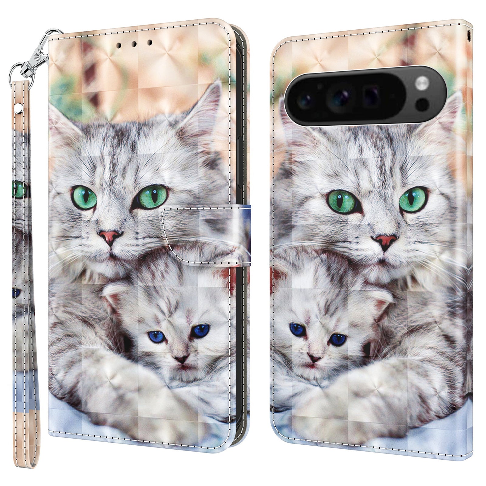 For Google Pixel 9 Case Pattern Printing Phone Leather Cover with Wallet Card Slots