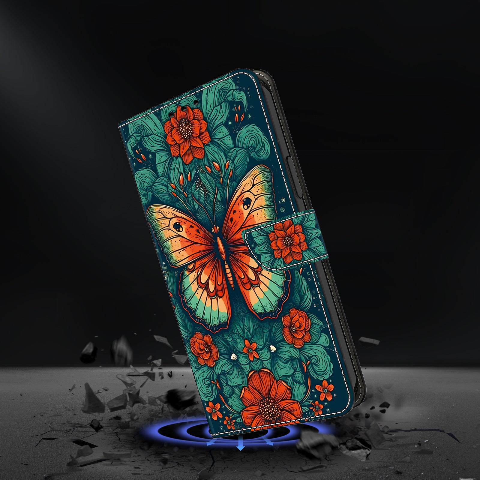 For iPhone 13 Pro Case Stand PU Leather Pattern Printing Phone Cover