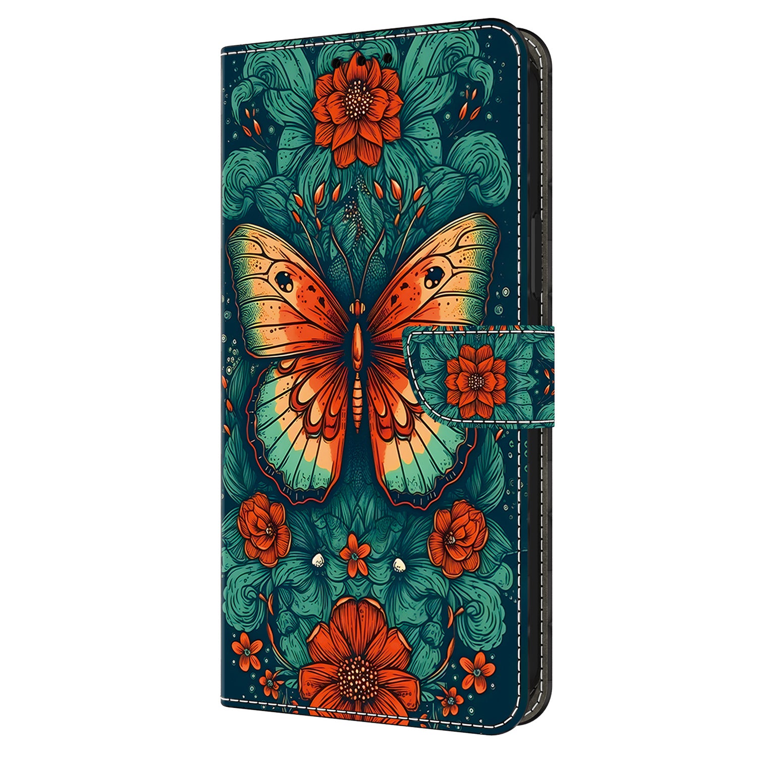 For iPhone 13 Pro Case Stand PU Leather Pattern Printing Phone Cover