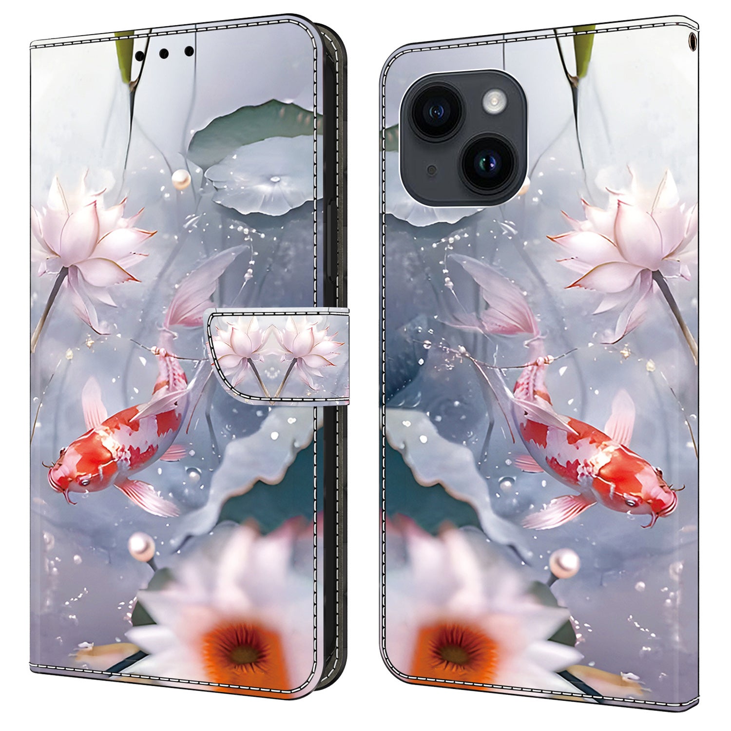 For iPhone 13 Pro Case Stand PU Leather Pattern Printing Phone Cover