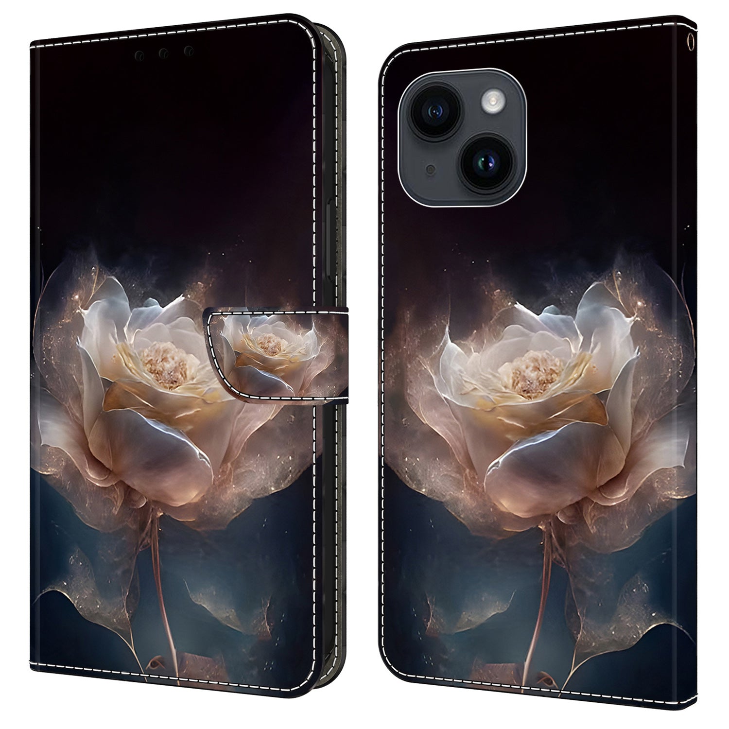For iPhone 13 Pro Case Stand PU Leather Pattern Printing Phone Cover