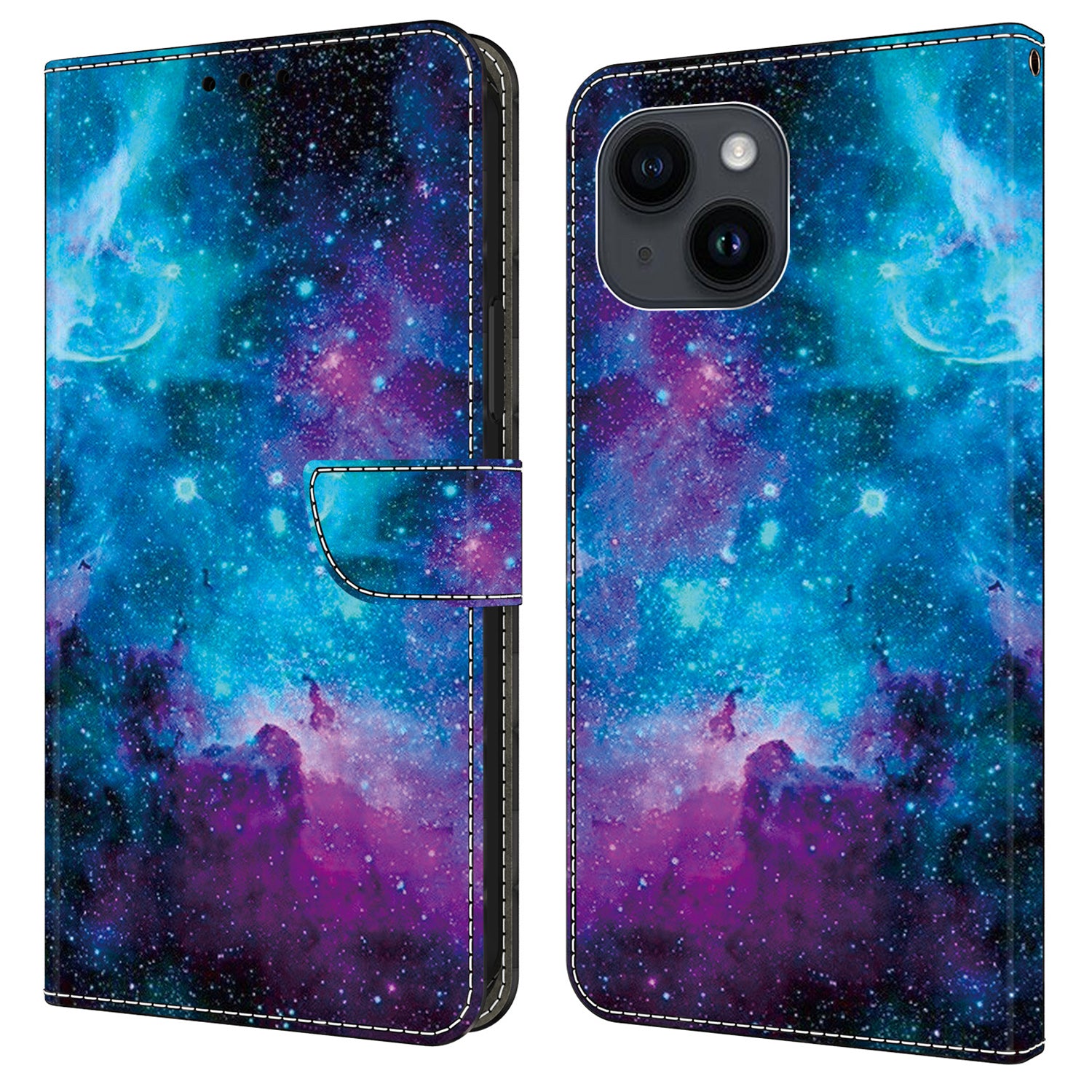 For iPhone 13 Pro Case Stand PU Leather Pattern Printing Phone Cover