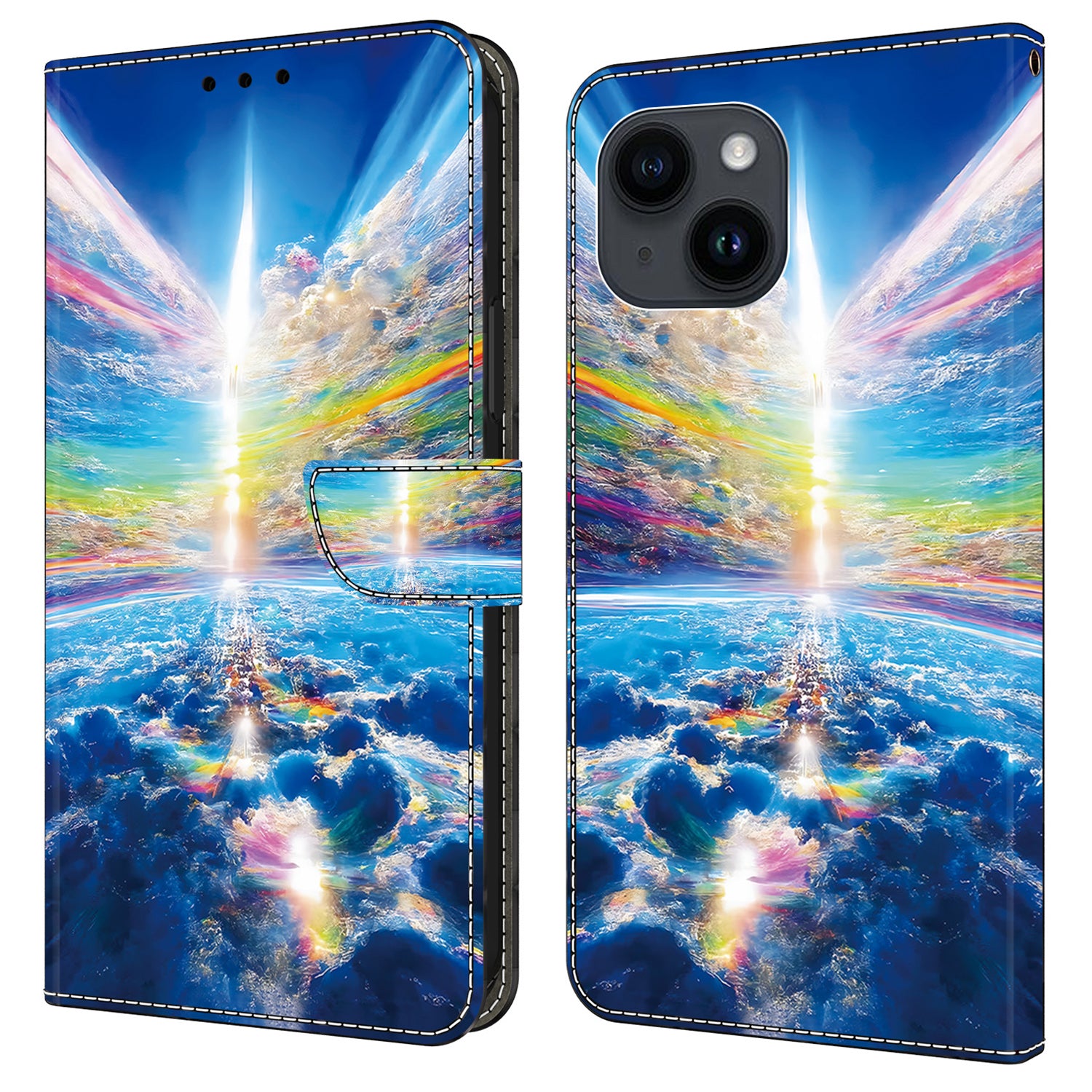 For iPhone 13 Pro Case Stand PU Leather Pattern Printing Phone Cover