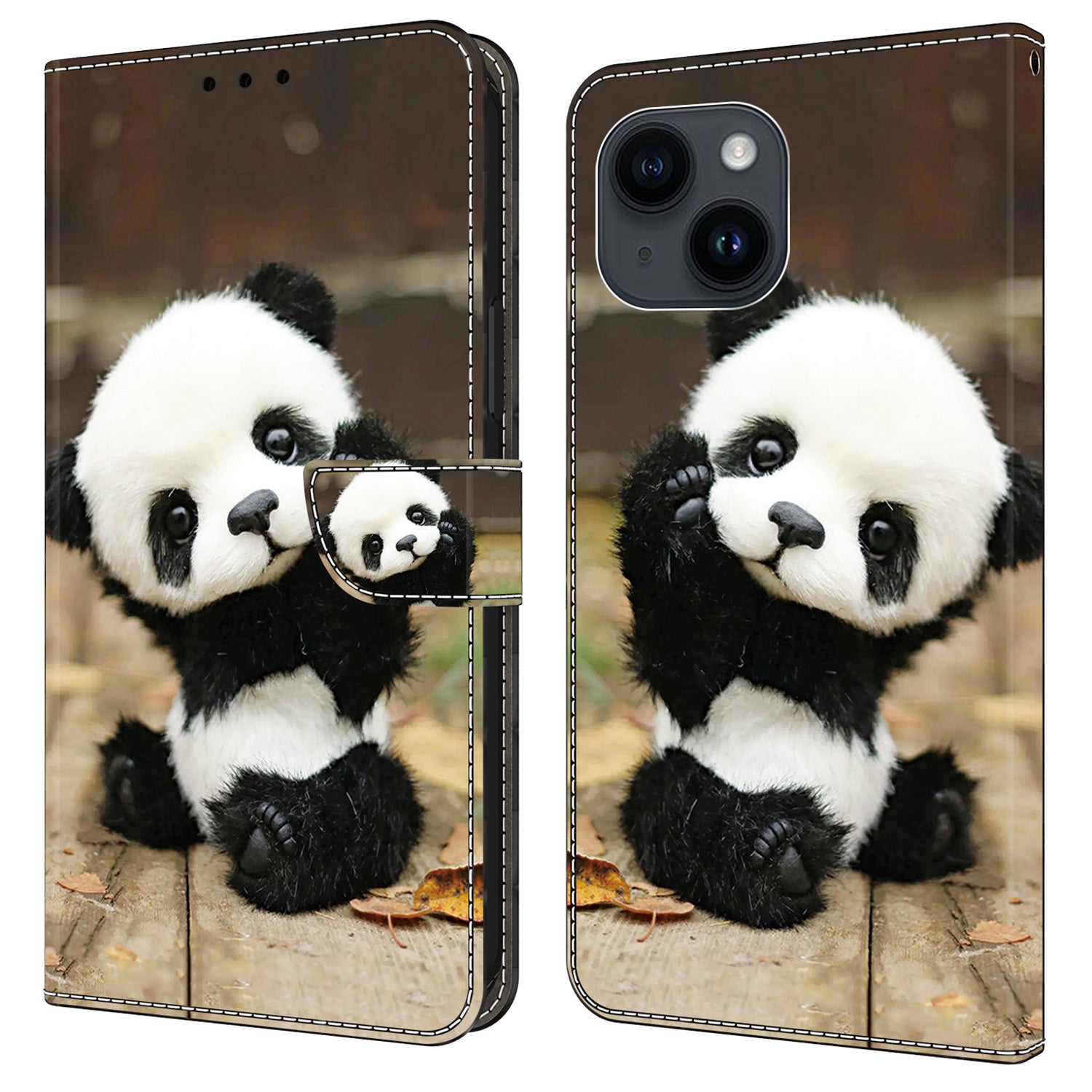 For iPhone 13 Pro Case Stand PU Leather Pattern Printing Phone Cover