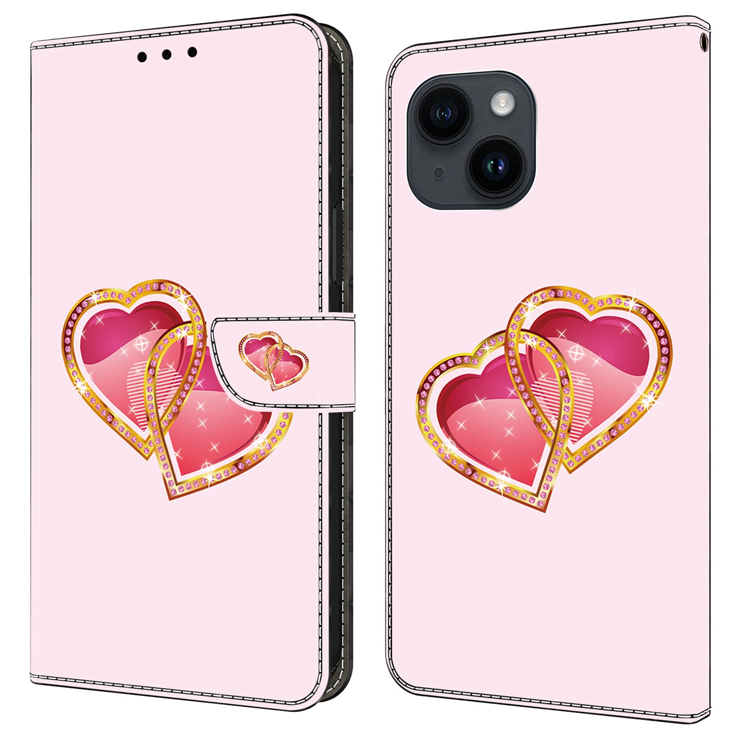 For iPhone 13 Pro Case Stand PU Leather Pattern Printing Phone Cover