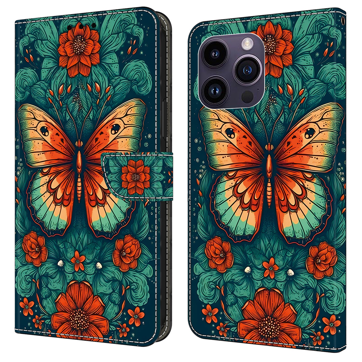 For iPhone 13 Pro Max 6.7 inch Wallet Case Pattern PU Leather Flip Stand Phone Cover