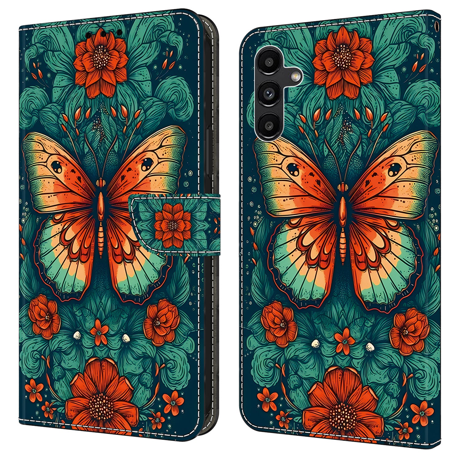 For Samsung Galaxy A55 5G Leather Case Wallet Stand Phone Cover Pattern Printed