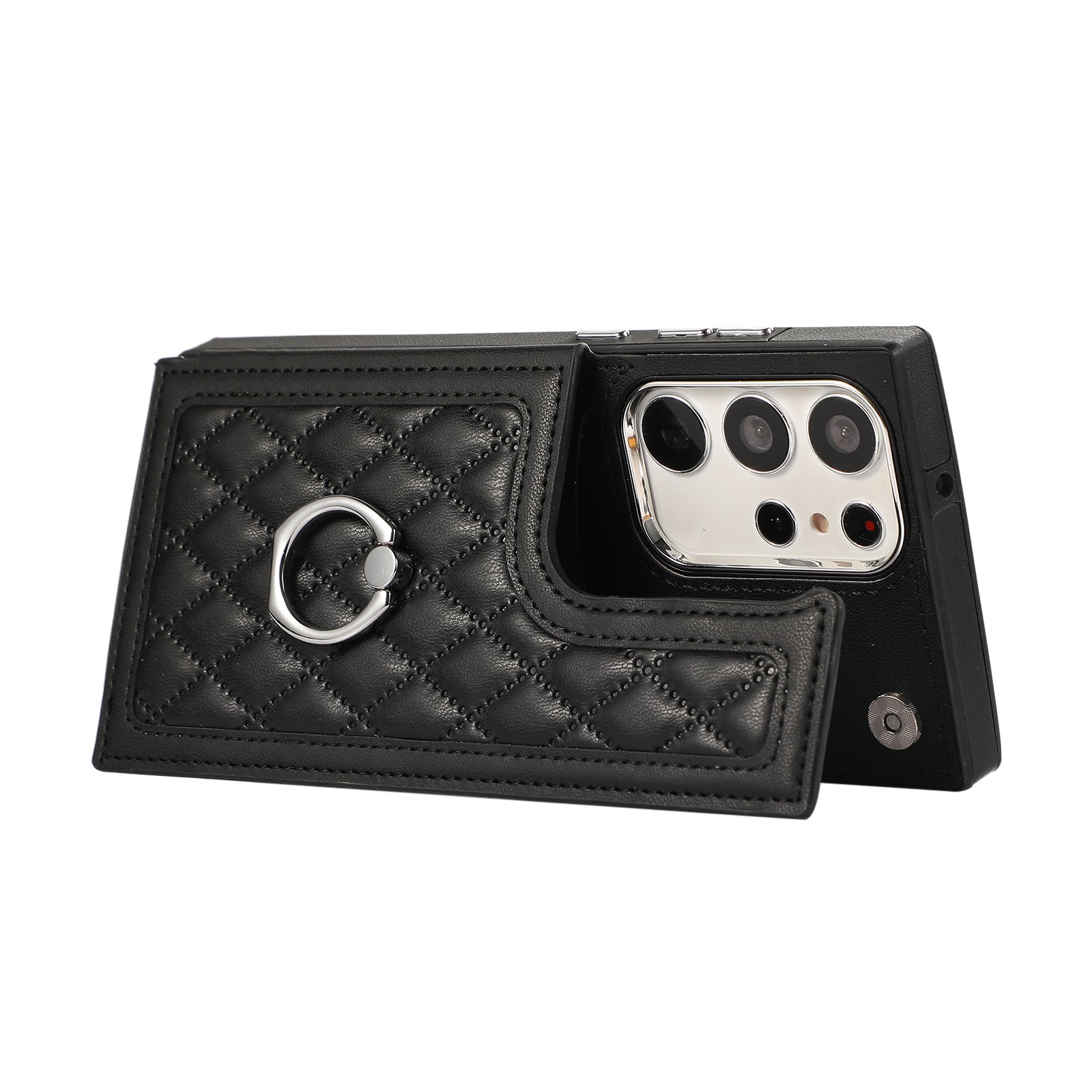 For Samsung Galaxy S23 Ultra Case RFID Blocking Card Slots PU Leather+TPU Cover with Shoulder Strap
