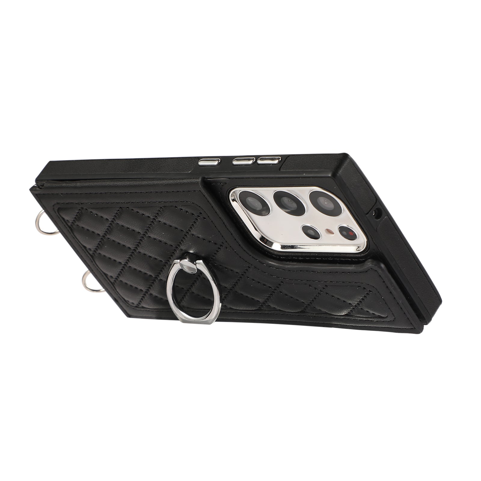 For Samsung Galaxy S23 Ultra Case RFID Blocking Card Slots PU Leather+TPU Cover with Shoulder Strap
