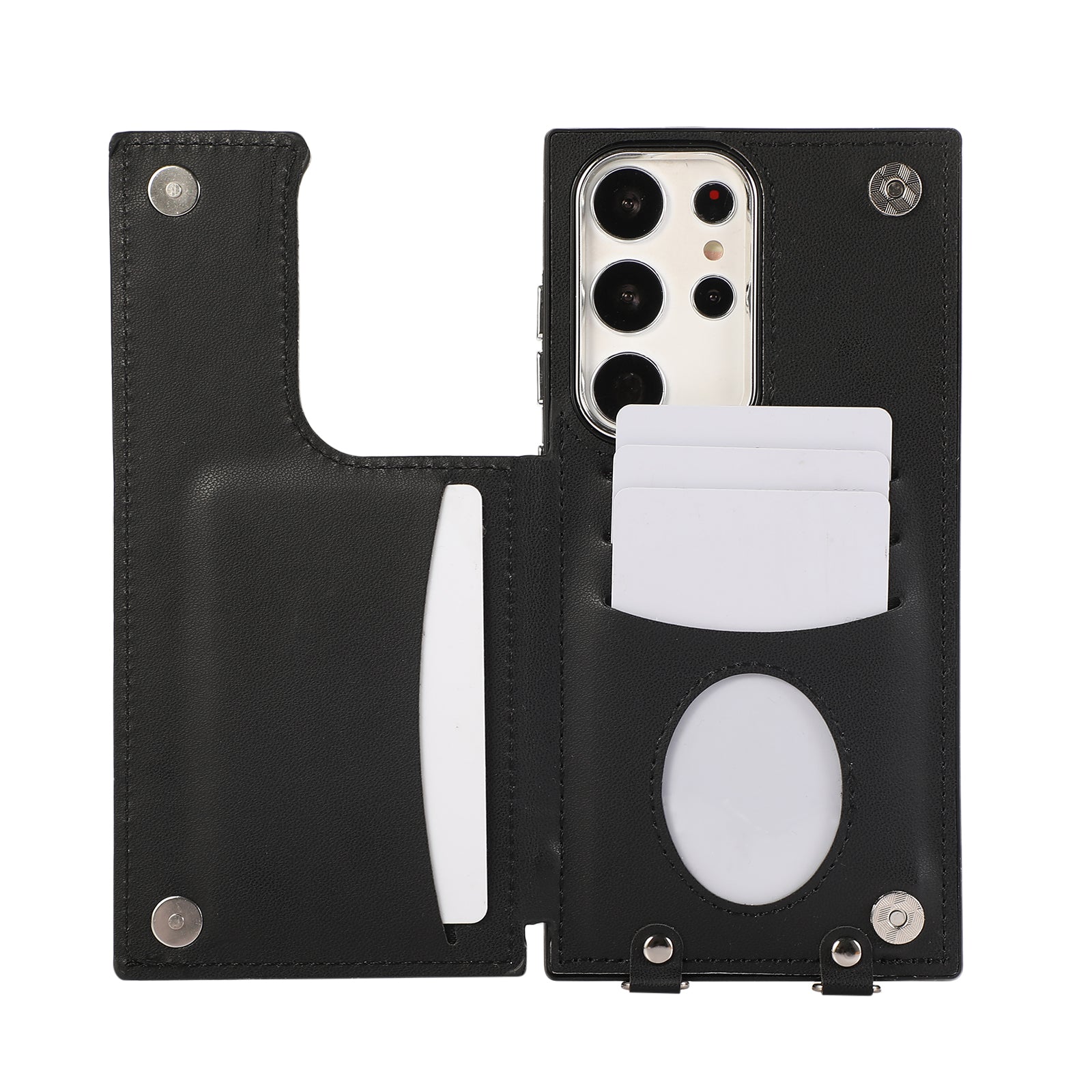 For Samsung Galaxy S23 Ultra Case RFID Blocking Card Slots PU Leather+TPU Cover with Shoulder Strap