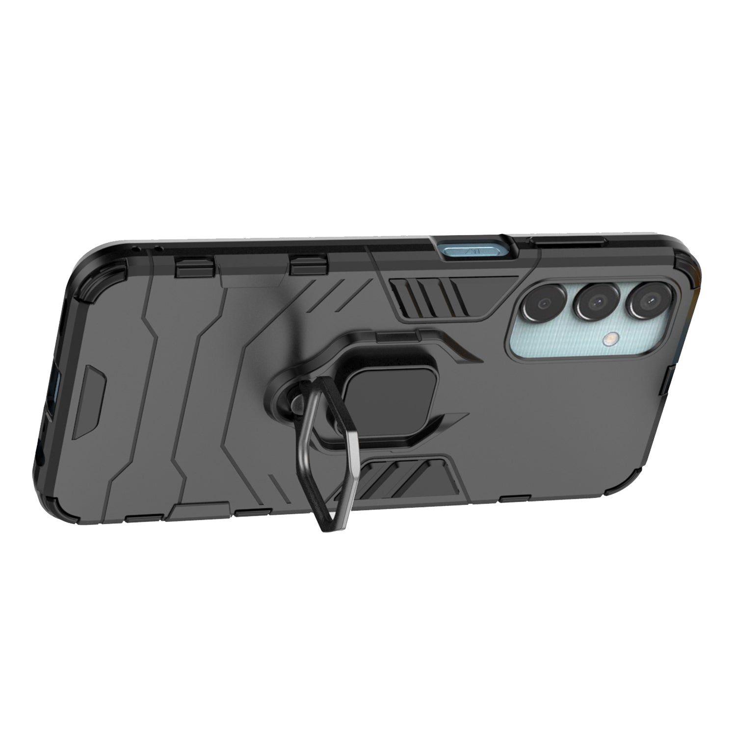 For Samsung Galaxy M15 5G Case with Ring Kickstand PC+TPU Shockproof Protective Phone Cover