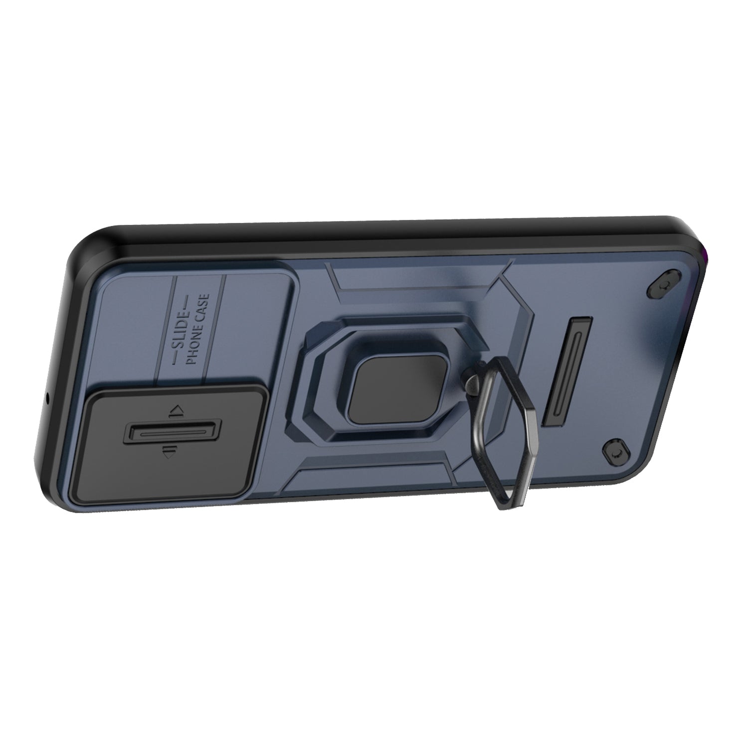 For Samsung Galaxy M15 5G Case with Slide Camera Cover Ring Kickstand PC+TPU Phone Protector