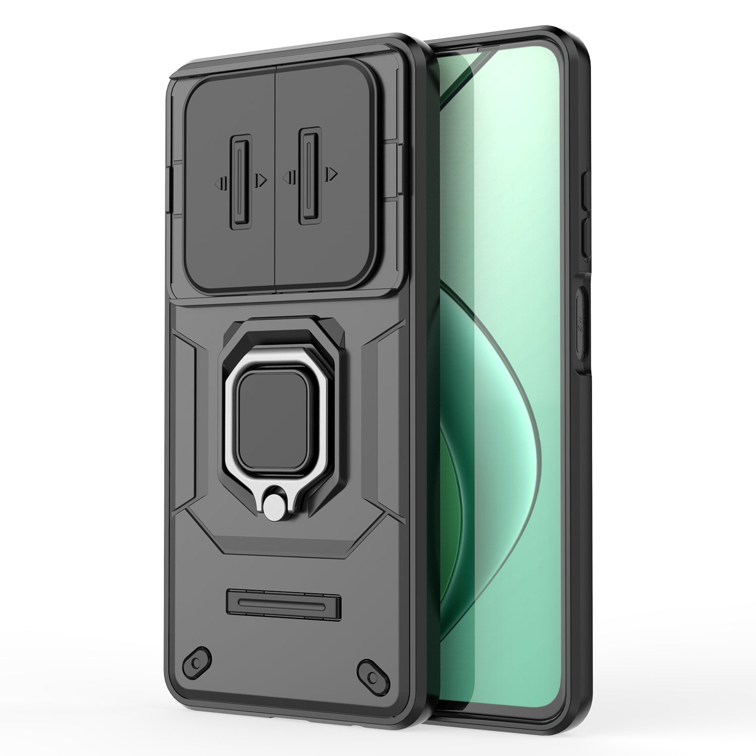 For Realme 12 Case PC+TPU Impact-Resistant Phone Cover with Slide Lens Protection