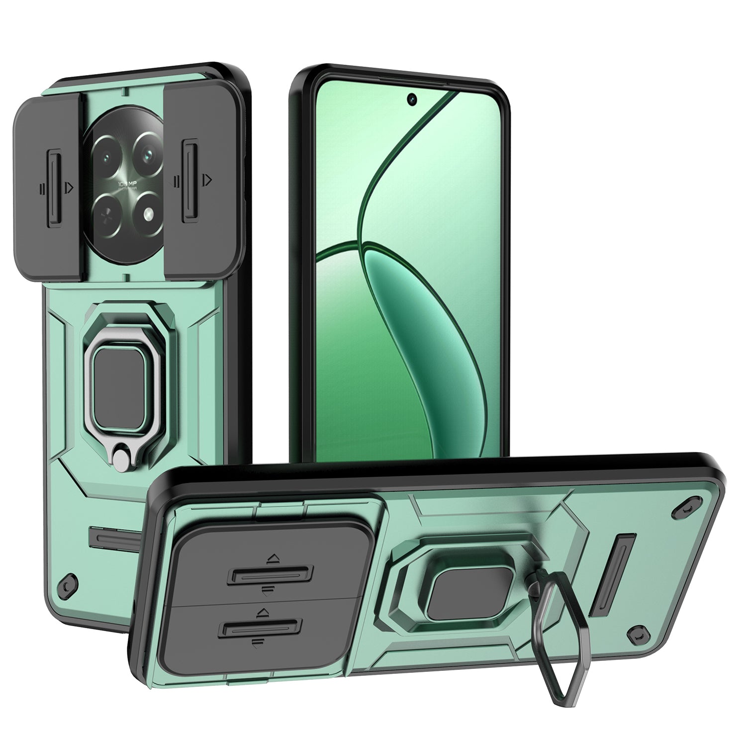 For Realme 12 Case PC+TPU Impact-Resistant Phone Cover with Slide Lens Protection