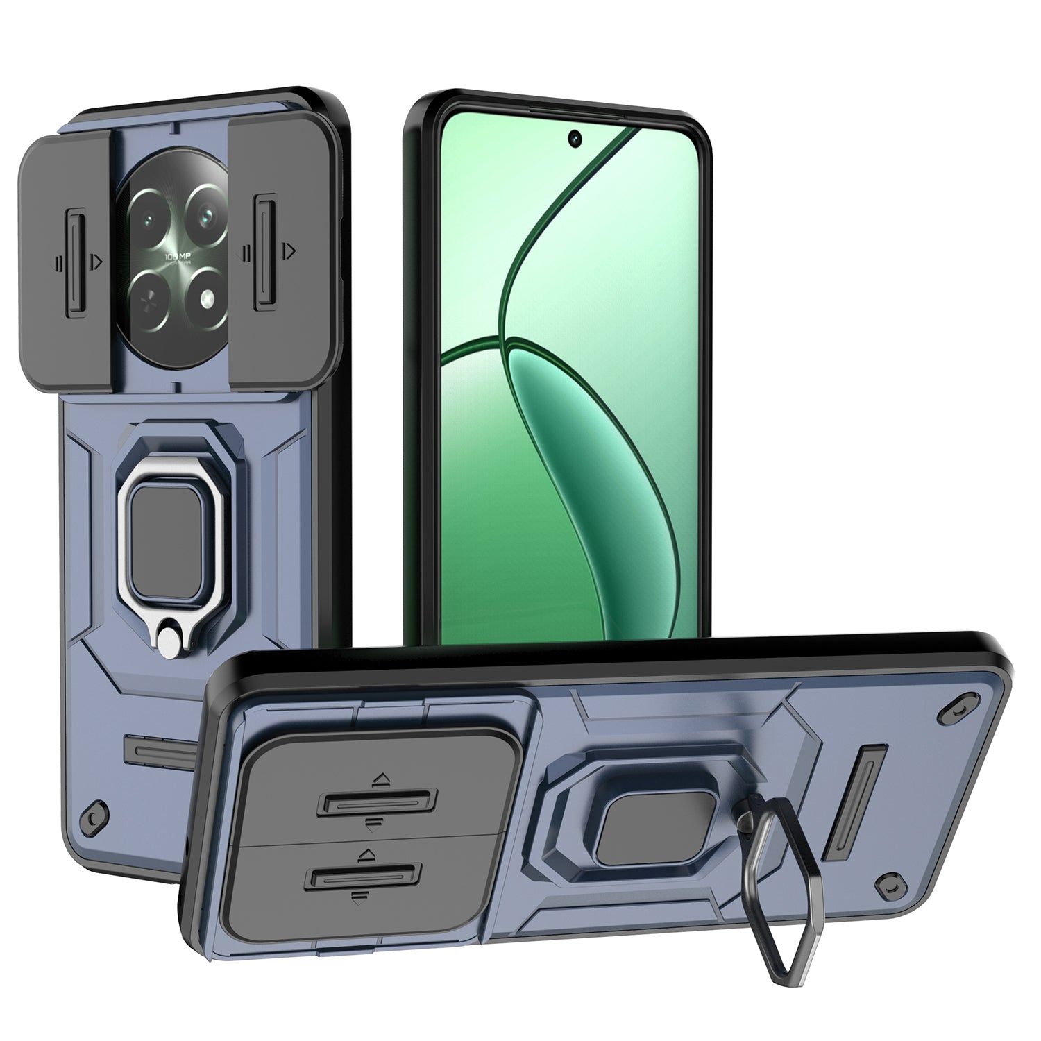 For Realme 12 Case PC+TPU Impact-Resistant Phone Cover with Slide Lens Protection