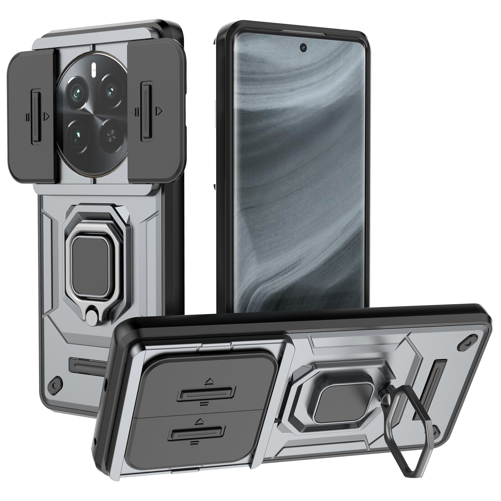For Realme 12 Pro 5G / 12 Pro+ 5G Case PC+TPU Phone Shell with Slide Lens Cover