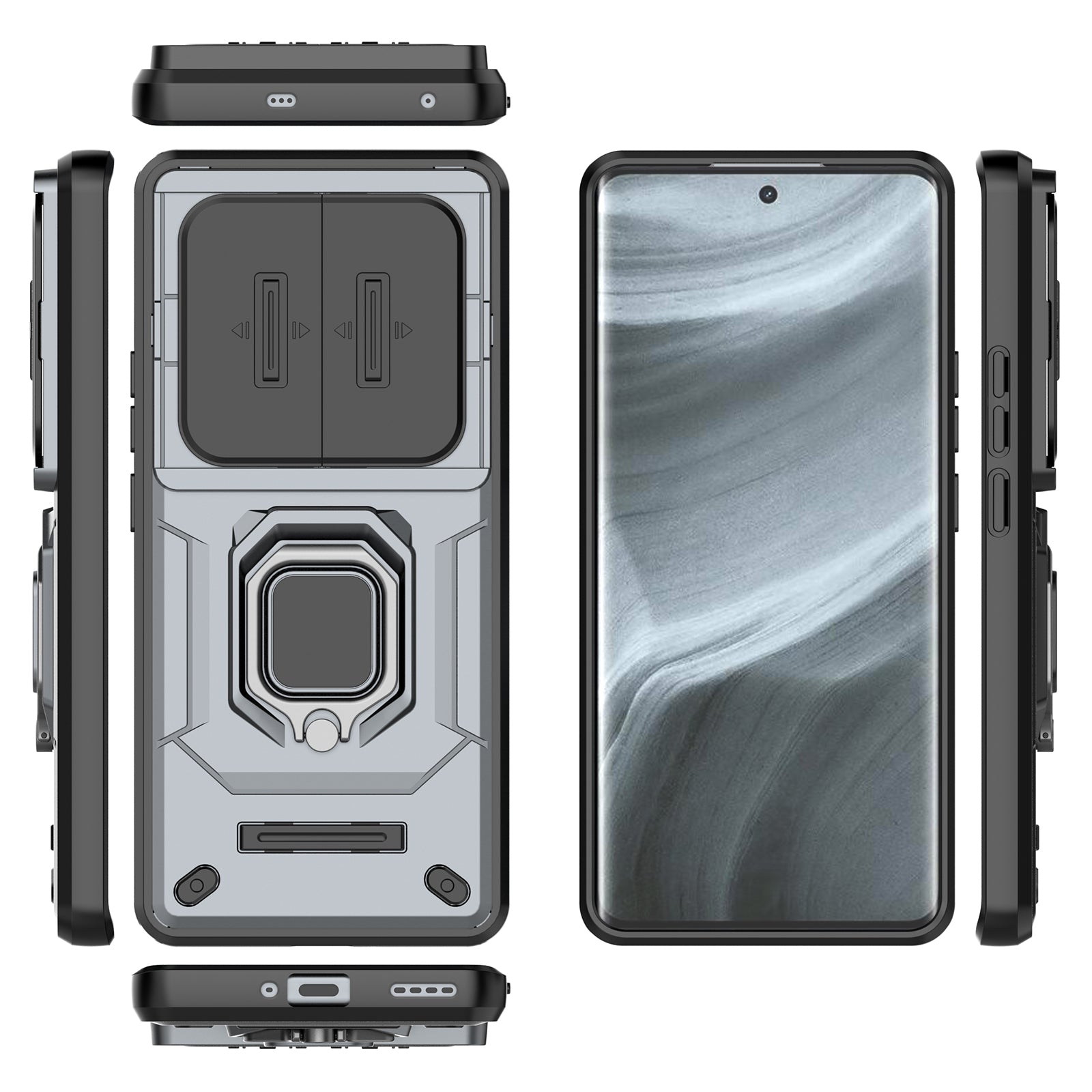 For Realme 12 Pro 5G / 12 Pro+ 5G Case PC+TPU Phone Shell with Slide Lens Cover