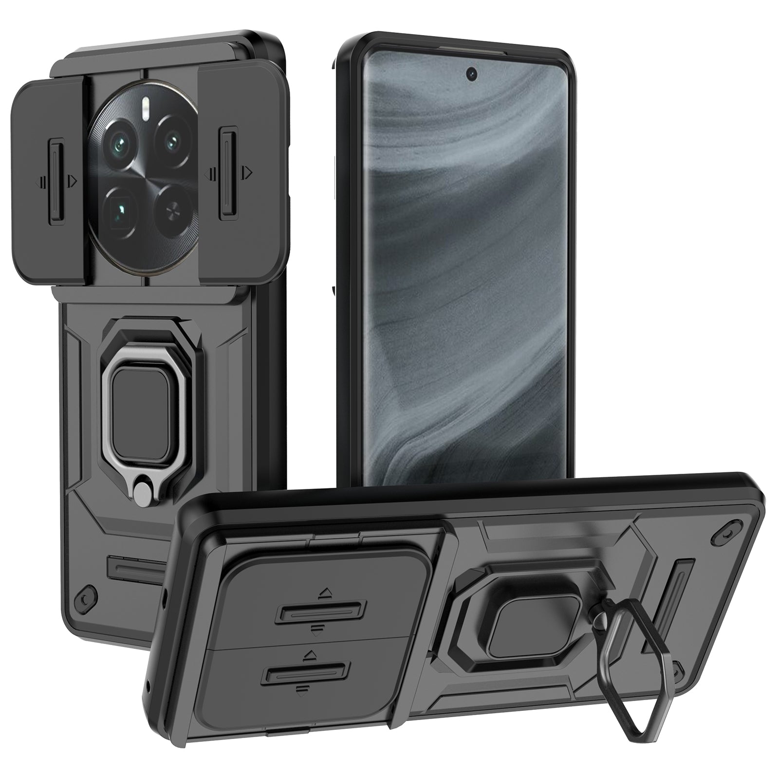 For Realme 12 Pro 5G / 12 Pro+ 5G Case PC+TPU Phone Shell with Slide Lens Cover