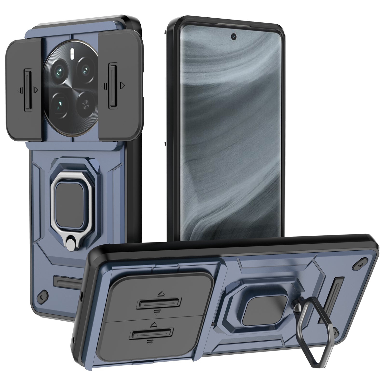 For Realme 12 Pro 5G / 12 Pro+ 5G Case PC+TPU Phone Shell with Slide Lens Cover