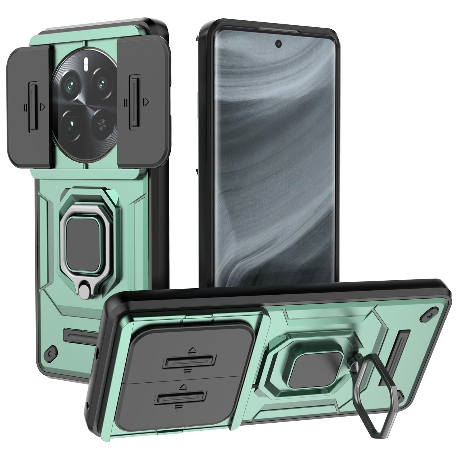 For Realme 12 Pro 5G / 12 Pro+ 5G Case PC+TPU Phone Shell with Slide Lens Cover