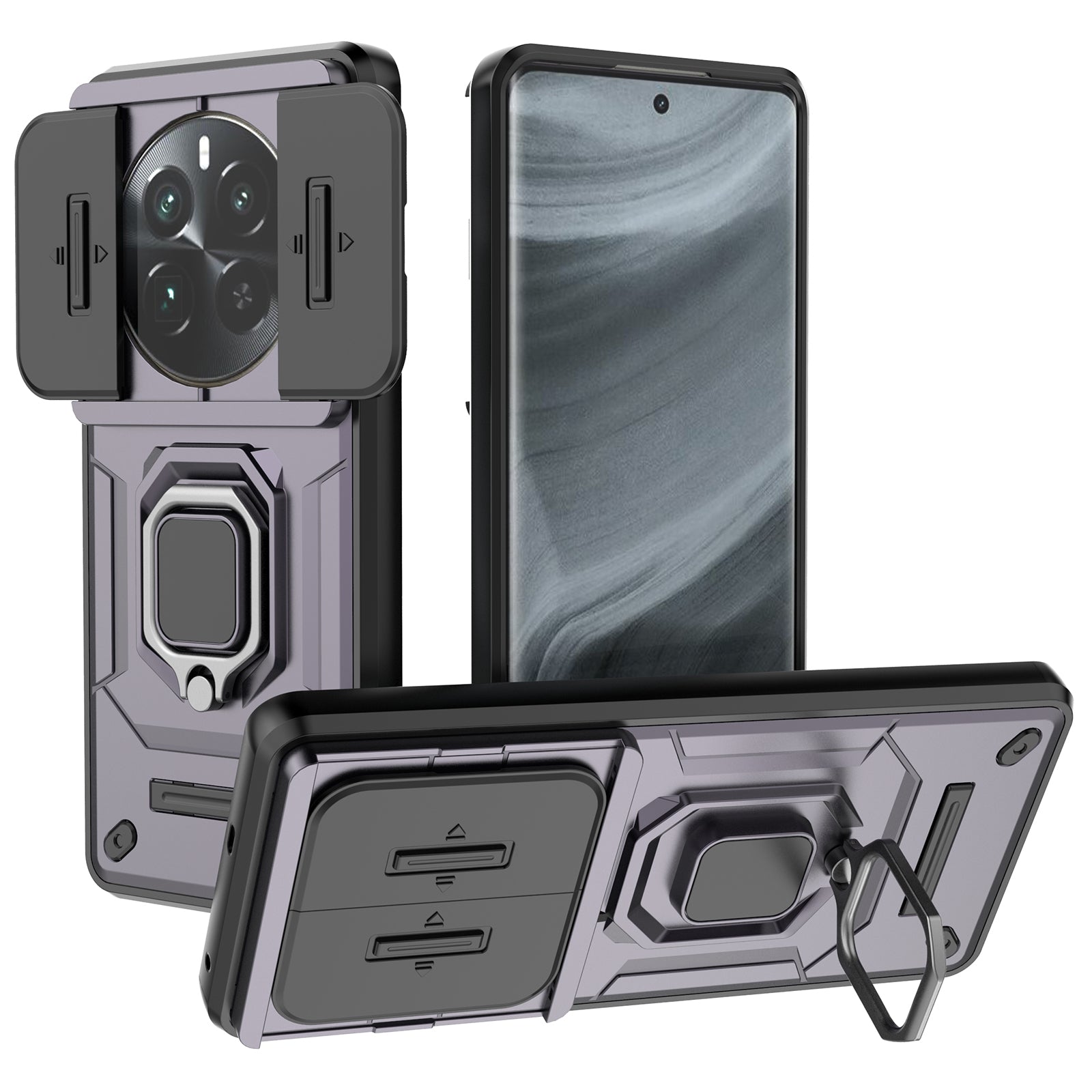 For Realme 12 Pro 5G / 12 Pro+ 5G Case PC+TPU Phone Shell with Slide Lens Cover