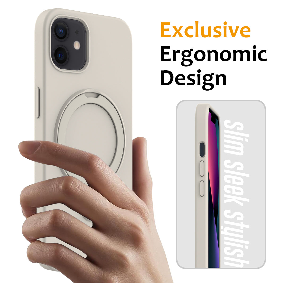 For iPhone 11 Magnetic Case with Ring Kickstand PC + Silicone Drop-Proof Phone Cover