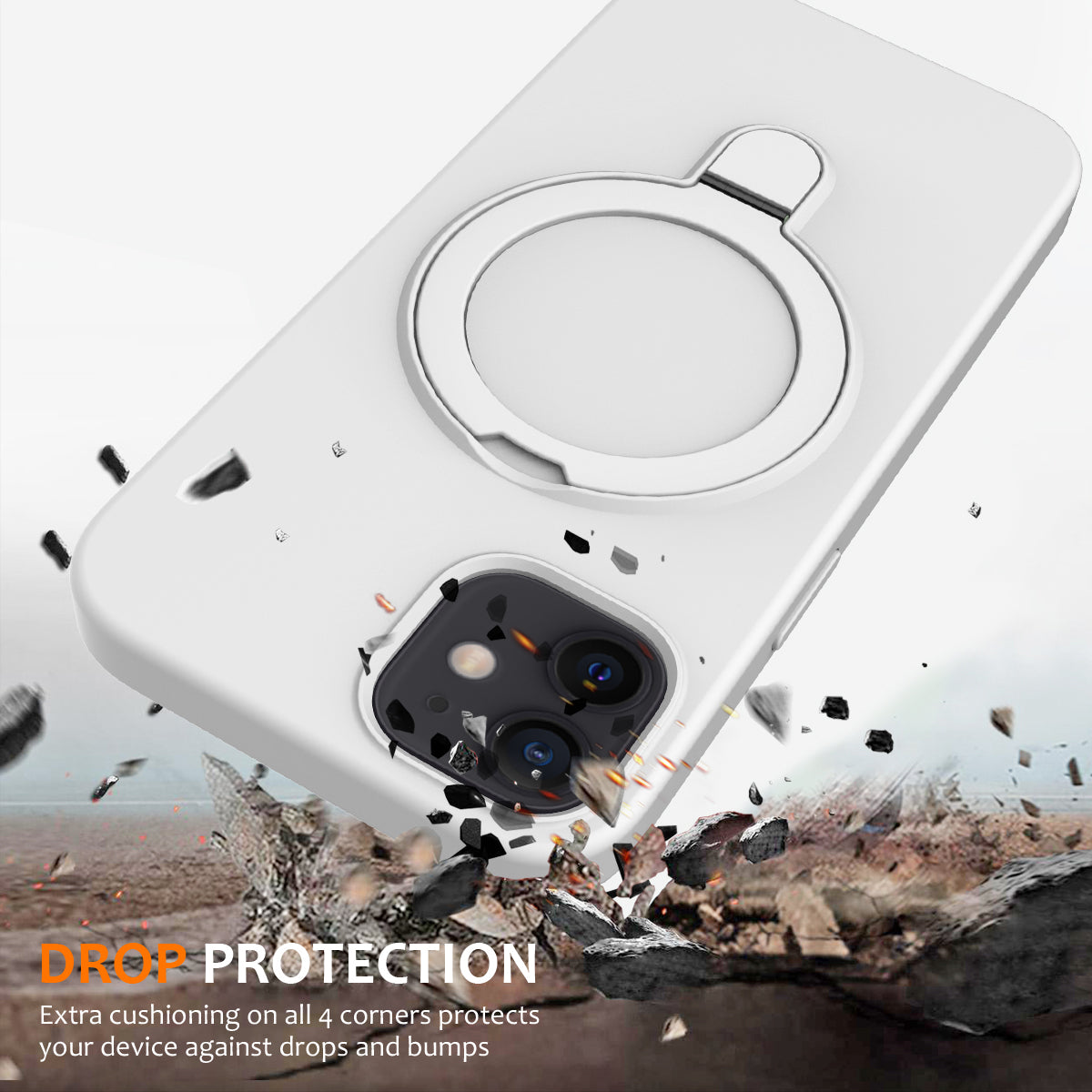 For iPhone 11 Magnetic Case with Ring Kickstand PC + Silicone Drop-Proof Phone Cover