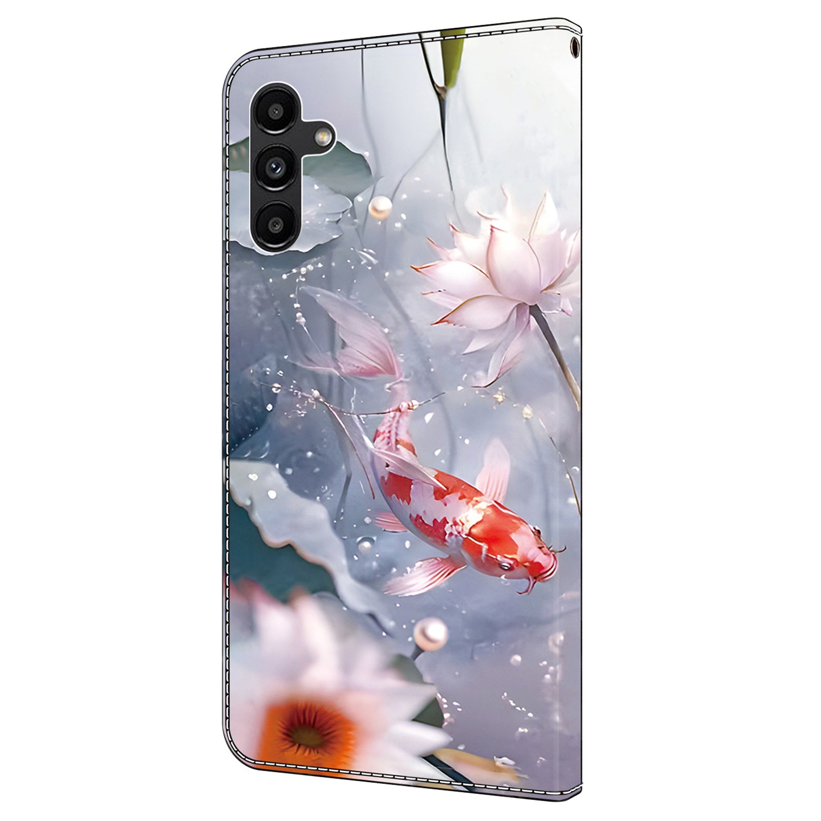 For Samsung Galaxy A24 4G (162.1 x 77.6 x 8.3mm) Case Leather Pattern Magnetic Closure Folio Phone Cover