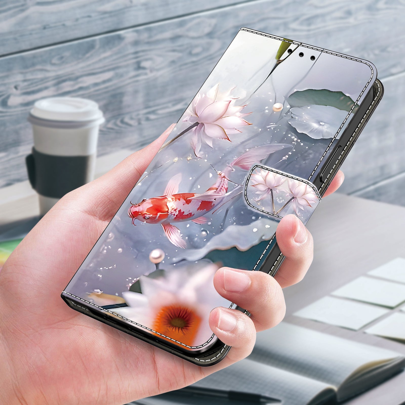 For Samsung Galaxy A24 4G (162.1 x 77.6 x 8.3mm) Case Leather Pattern Magnetic Closure Folio Phone Cover