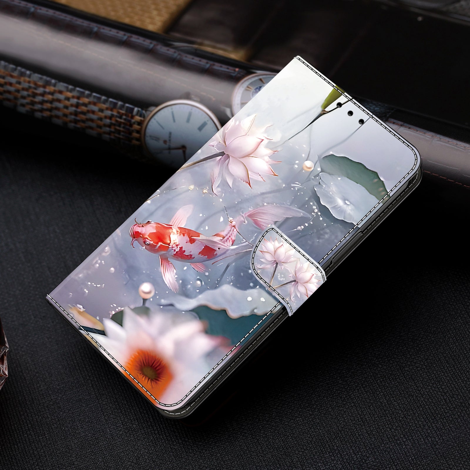 For Samsung Galaxy A34 5G Leather Case Magnetic Pattern Printed Closure Folio Phone Cover