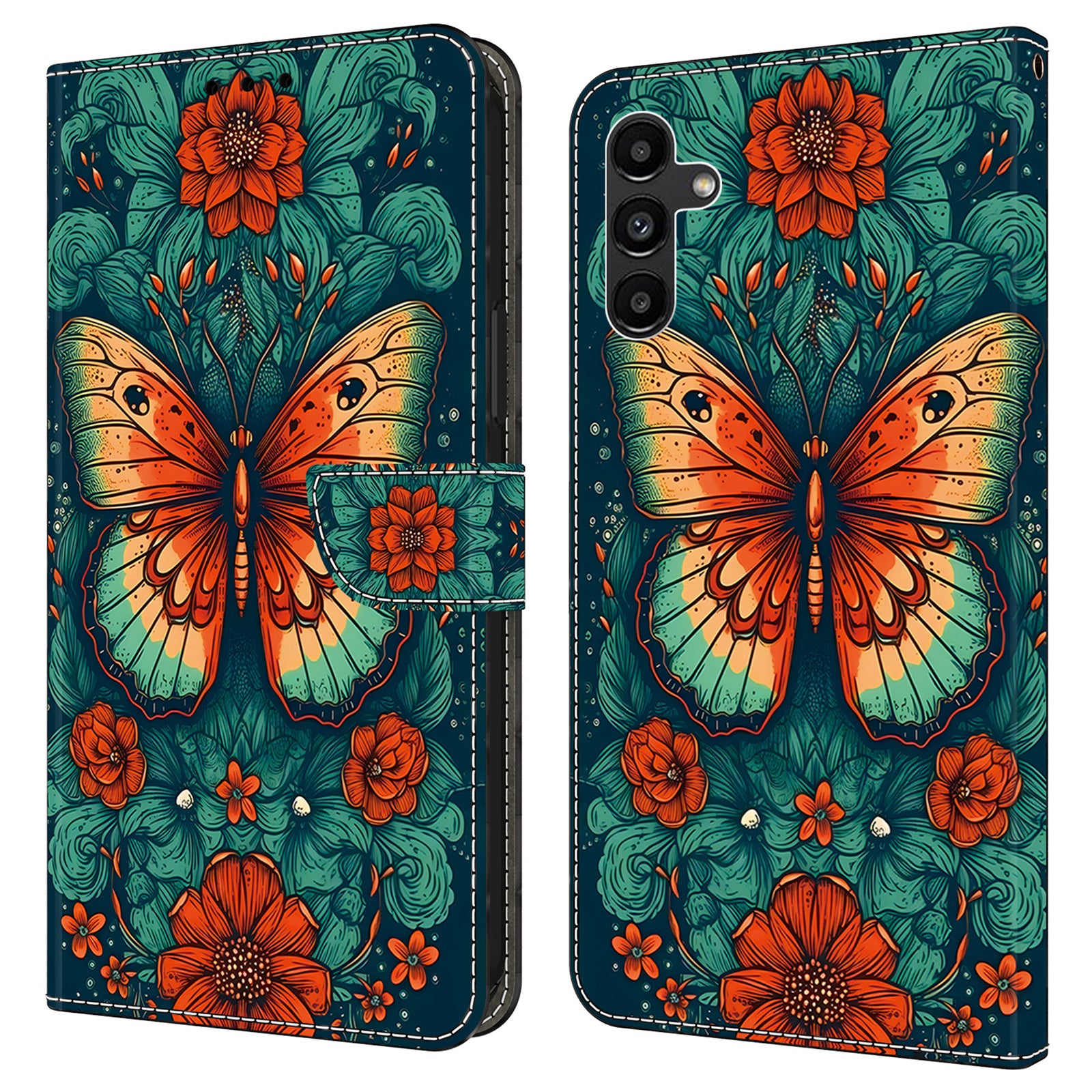 For Samsung Galaxy A34 5G Leather Case Magnetic Pattern Printed Closure Folio Phone Cover