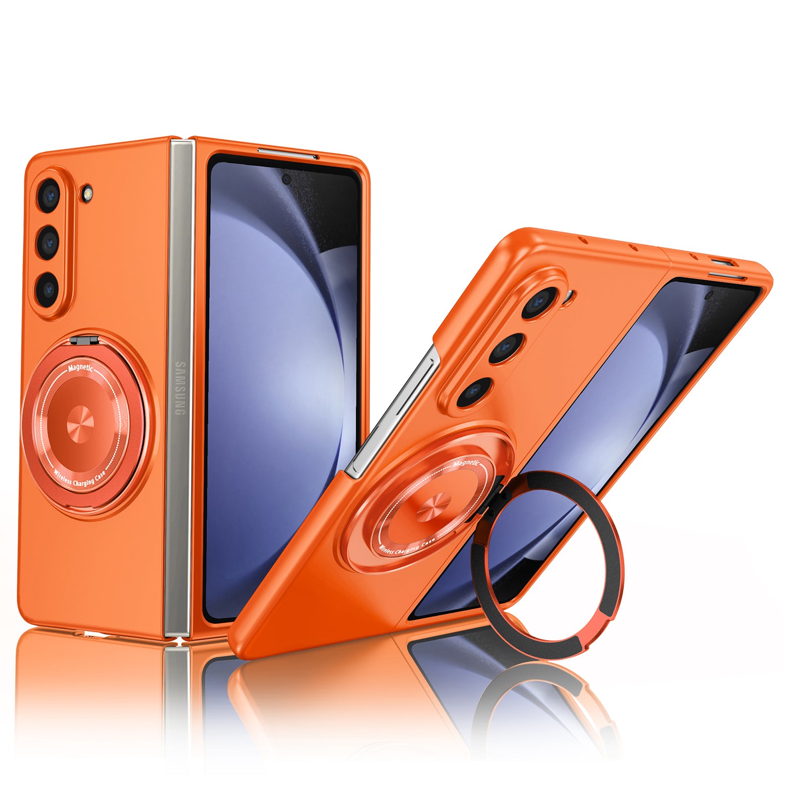 For Samsung Galaxy Z Fold5 5G Magnetic Phone Case PC+TPU Flip Cover with Rotary Kickstand