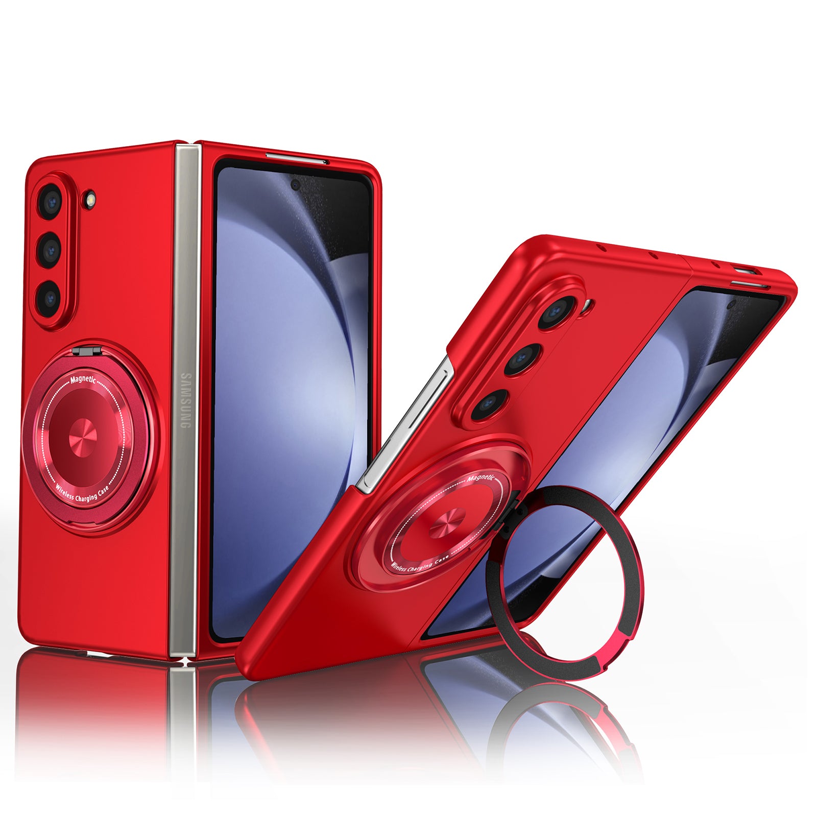 For Samsung Galaxy Z Fold5 5G Magnetic Phone Case PC+TPU Flip Cover with Rotary Kickstand