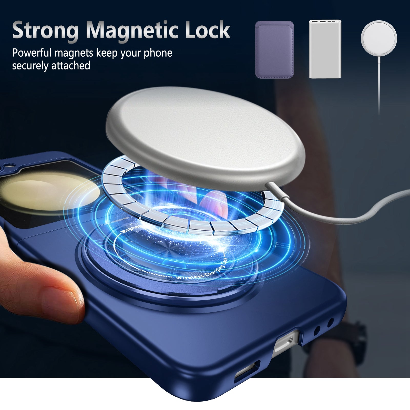 For Samsung Galaxy Z Flip5 5G Magnetic Case Invisible Kickstand PC+TPU Phone Cover