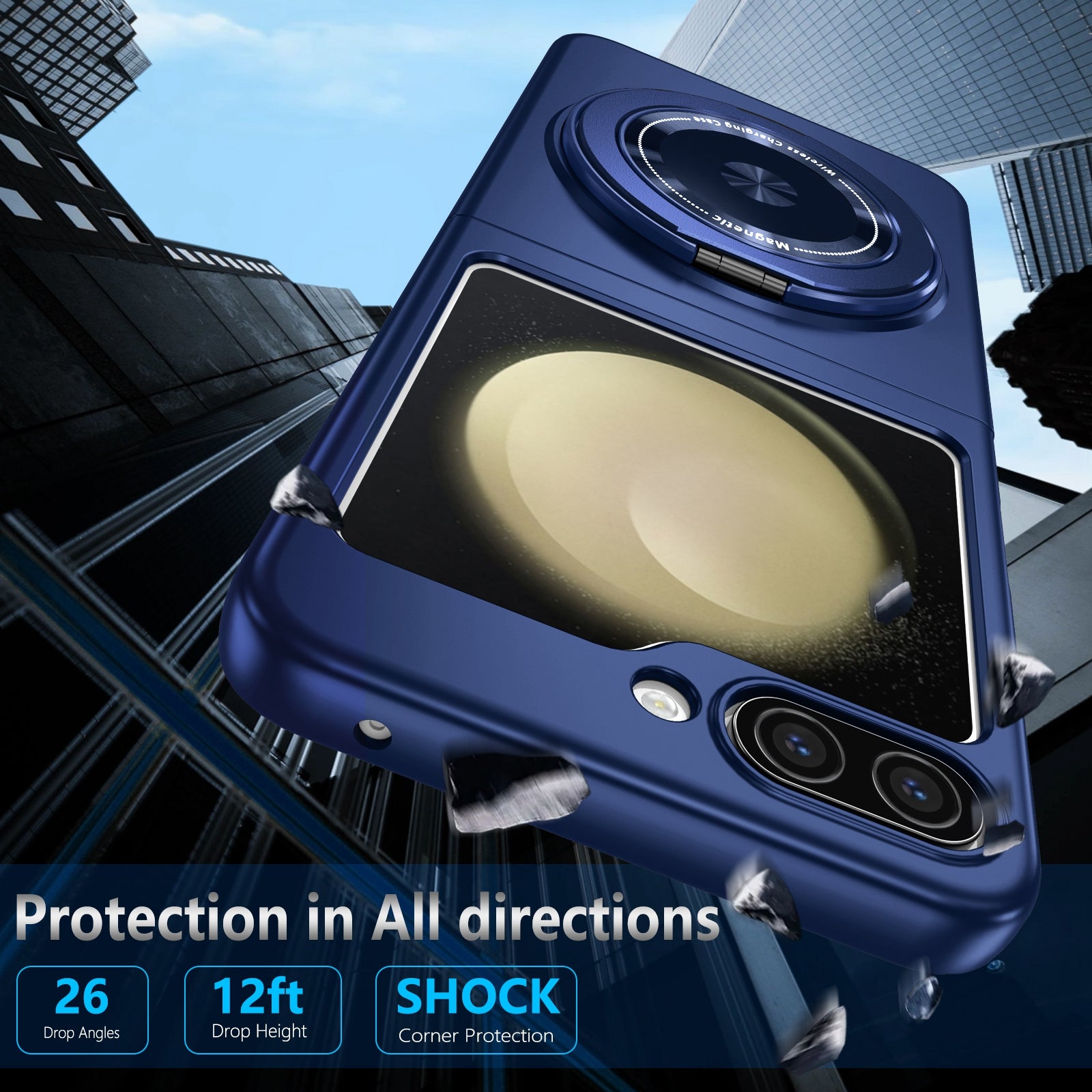 For Samsung Galaxy Z Flip5 5G Magnetic Case Invisible Kickstand PC+TPU Phone Cover